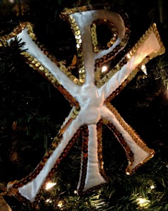 Chi Rho Chrismon ornament from the Chrismon Tree at Corsicana FUMC